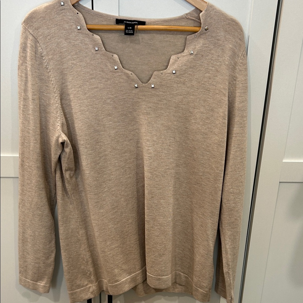 Chic Beige Women's Tunic with Embellishments